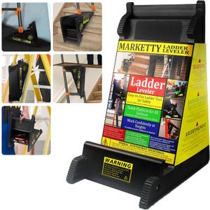 Ladder Leveler, Pitch Hopper, Ladder Stabilizer with Storage, Ladder Levelers for Stairs and Extension Ladders, Easy to Use, Conquer Uneven Ground (Black, Standard Durable Plastic)