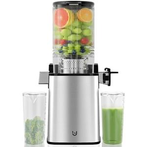 Masticating Juicer,5.3" Inch Feeding Chute Supports Whole Fruits and Vegetables, 350W Slow Cold Press Juicer,Self Feeding Effortless for Batch Juicing, High Juice Yield for Home