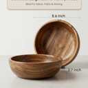 Acacia Wood Salad Bowl Set of 2, 8.6" Natural Solid Wood Serving Bowls, Handcrafted & Hand-Polished, Wooden Salad Bowls for Kitchen & Dining for Pasta, Yogurt, Fruit, Snacks & Gift