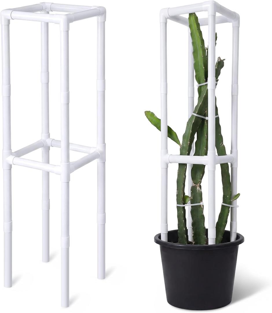 AceOrbit Dragon Fruit Trellis Square 12 x 55 Inch, Schedule 40 PVC Plant Support for Climbing Vines, Tomatoes, Cucumbers, Beans, Vertical Garden Trellis, Requires Assembly