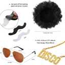 6 Pcs Mens 70s Disco Outfits Retro Halloween Couples Costume with Bell Bottom Pants (Purple, L)