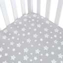 Pack and Play Sheets, 2 Pack Mini Crib Sheets, Stretchy Playard Fitted Sheet, Compatible with Graco Pack n Play, Soft and Breathable Material, Grey & Navy 