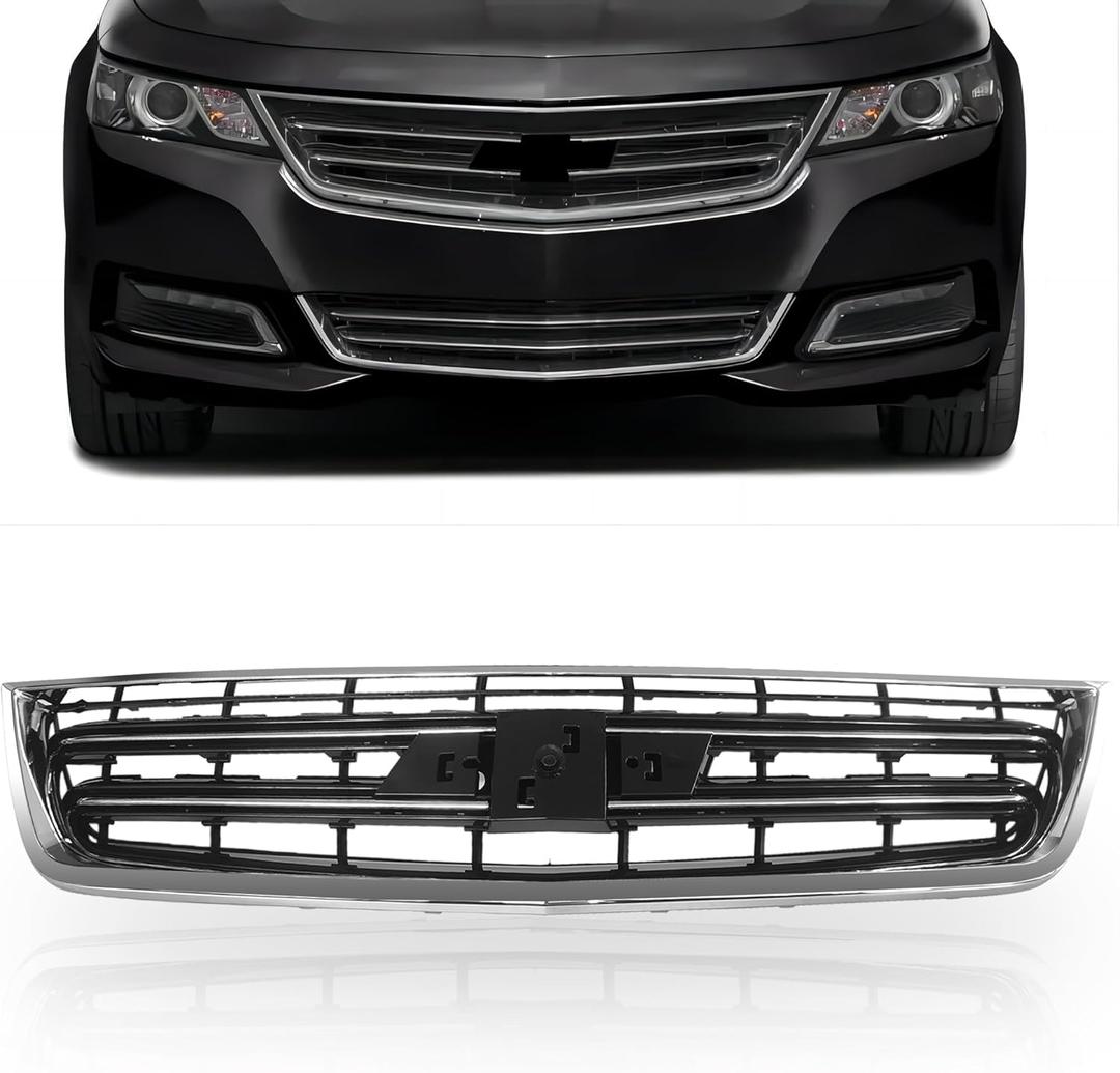 Front Upper Black W/Chrome Grill For 2014 2015 2016 2017 2018 2019 2020 Chevrolet Chevy Impala Sedan Bumper Grille GM1200685