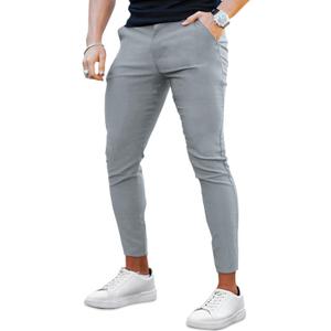 GINGTTO Mens Dress Pants Slim Fit Chino Pants for Men Formal (32W x 28L, Light Grey)