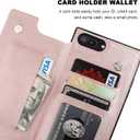 Bocasal Crossbody Wallet Case for iPhone 7 Plus/8 Plus Credit Card Holder PU Leather Kickstand Shockproof Detachable Cross Body Strap Lanyard Magnetic Closure 5.5 inch(Rose Gold)