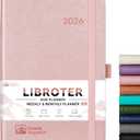 5 x 2026 Planner - Planner 2026, 2026 Weekly Monthly Planner, Jan.2026 - Dec.2026, 5.7'' x 8.4'', Thick Paper, Leather Cover, Pen Holder, Back Pocket, Bookmarks, Perfect Daily Organizer - Rose Gold