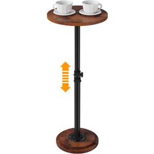 Drink Table, Small Round Side Table - 360° Swivel Height Adjustable for Small Spaces, Pedestal Martini Table for Sofa Couch, Living Room, Bedroom, Vintage
