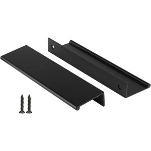 Peaha 10 Pack Kitchen Cabinet Handles 5 inch Black Pulls for Dresser Drawers Door Edge Finger Pull Aluminum Alloy Hardware (Hole Centers:5in(128mm))