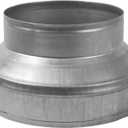 8" to 6" Inch Galvanized Steel Round Duct Reducer - Pipe Fitting Increaser Reducer - Drain, Waste and Vent Conduit Transition Adapter - Metal Tube Reducing Coupling