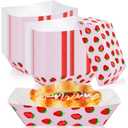 100 Pcs Strawberry Paper Plates Disposable Waterproof Food Bowl Tray 1 lb Berry Plates Bulk for Strawberry Themed Shortcake Berry First Birthday Party Supplies Favors Decoration