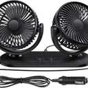 TriPole Car Fan 12V / 24V Portable Auto Cooling Dual Head Rotatable Vehicle Electric Fan for Car, Truck, SUV, RV, Van, Boat, Golf Cart - 3 Speeds, Strong Wind Air Circulation