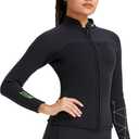 Wetsuit Top Women's 3mm Neoprene Wetsuits Jacket,Front Zipper Long Sleeves Diving Suit for Swimming,Snorkeling,Scuba Diving,Surfing (3FT-WM-M)