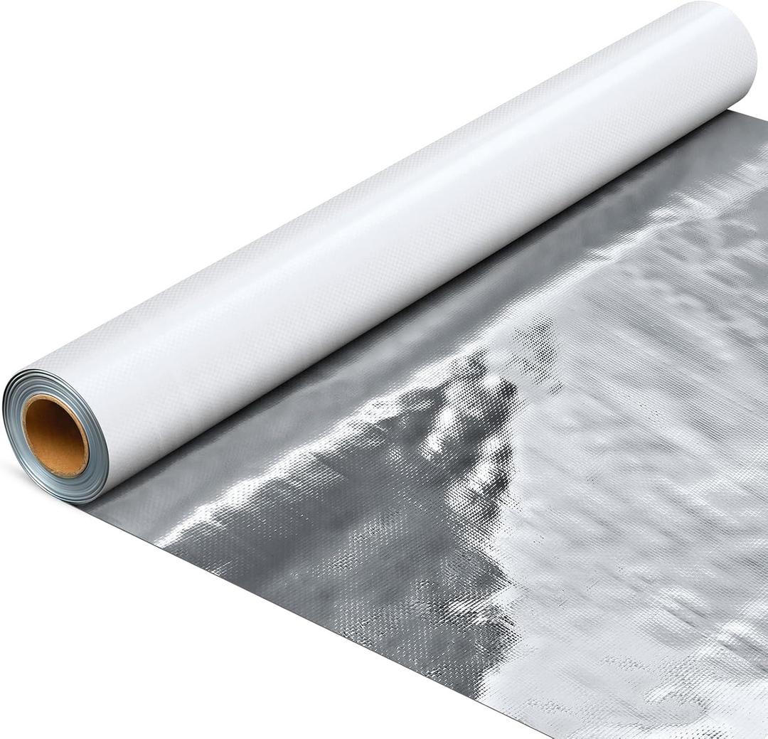 Ireer 4ft *250ft Radiant Barrier Insulation Roll Attic Reflective Commercial Grade Heavy Duty Foil Insulation Cover Roll Wrap for Garage Door Roof House Cold Storage