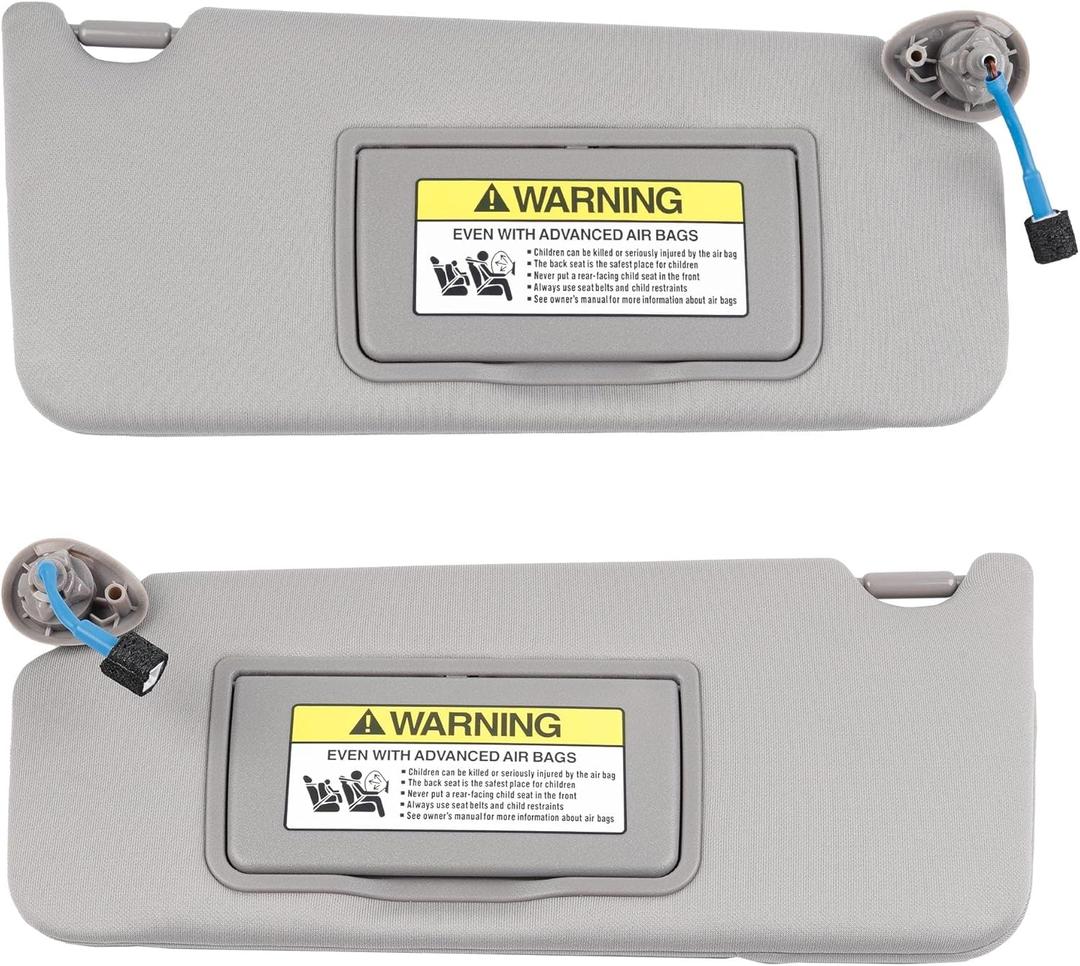 Dasbecan Gray Pair Left Driver and Right Passenger Side Sun Visor with Light Compatible with Honda Accord 2008-2017 Replaces# 83280-TA5-A71ZA 83280-TA5-A51ZA