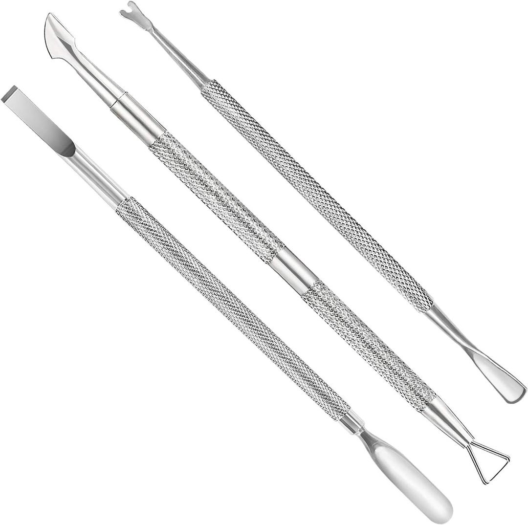 Cuticle Pusher and Cutter - Nail Polish Remover - Stainless Steel Manicure Tool Set -Gel Nail Polish Peeler and Scraper - Nail Care Stick - Pedicure Kit for Fingernail and Toenail