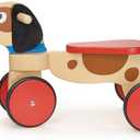 Mentari Toys - Ride On Puppy - Sturdy Wooden Dog on Wheels - Fabric Ears and Rubber-Trimmed Wheels for Safe Riding - Encourage Balance and Coordination in Toddlers - Age 12m+
