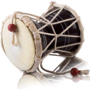 Handmade Wooden & Leather Classical Indian Folk Dumroo Damroo Damaru Hand Drum Set Percussion Decorative Collectible Showpiece World Musical Instruments (Brown)