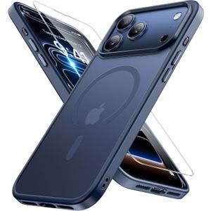 Miracase Magnetic for iPhone 17 Pro Max Case (Compatible with MagSafe) with Screen Protector Military-Grade Protection, Anti-Fingerprint Matte Phone Cover for iPhone 17 Pro Max 6.9 inch, Blue