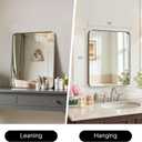 Kosmonia 20"x16" Bathroom Mirror, Brushed Nickel Rounded Rectangle Vanity Mirror, Anti-Rust Aluminum Framed, Wall Mounted Mirror for Over Sink, Hangs Horizontally or Vertically
