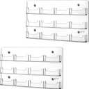 Qunclay 2 Pack 12 Pocket Acrylic Business Card Holder Wall Mount Clear Sticker Display Rack Horizontal Multiple Gift Card Rack Display Stand for Home Document Brochures Hanging Organizing Office Table