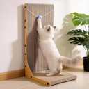 Cat Scratcher, 23.6 Inch L Shape Vertical Cat Scratching Board with Ball Toy for Indoor Cats, Large Cat Scratching Post for Wall and Couch
