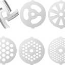 6 Piece Stainless Steel Meat Grinder Plate Discs Blades for Mixer and Chopper AttachmentApplicable 7-word outletsCenter Hole 7mm