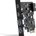 6-Ports USB PCIe Card PCI Express to Type C(2),USB Type-A2 Expansion Card with Internal 19 Pin Connector/Type EA-Key Front Panel Adapter for Desktop PC Support Window/11/10/ and Linux