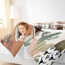 Manfei Western Cowboys Kids Comforter Set Twin Size,Highland Cattle Cactus Bull Skull Bedding Set,Girls Boys Adults Bedroom Decor,Geometric Patchwork Down Comforter,Rustic Duvet Insert,1 Pillowcase