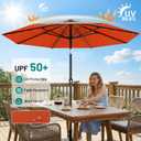 AreShark 9FT Patio Umbrella with Solar Lights, 32 Lighted Pool Umbrella w/Tilt and Crank, Outdoor Market Solar Umbrellas for Garden, Deck, Backyard, Pool and Beach, Orange