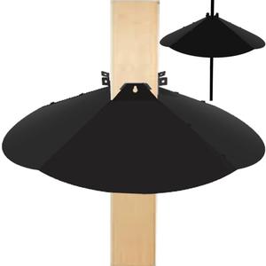 24 Inch Metal Squirrel Baffle,Adjustable Opening Size, for Up to 4x4 Wide Wooden Post,Squirrel Baffle for Bird Feeders Without Removing Bird Feeder Poles Or Shepherd's Hooks.Deep Black 1Pack