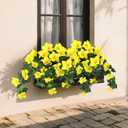 BSMYBO 2Pcs Artificial Hanging Flowers for Outdoors, Fake Outdoor Flowers Faux Petunias Silk Flowers for Outdoor planters UV Resistant for Home Garden Balcony Yard Porch Patio Decor (Yellow)