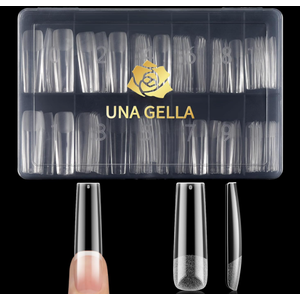 UNA GELLA Extra Long Tapered Sqaure Nail Tips, No C Curve Pre-file 120Pcs Square Press on Nails XXL Long Square Gel Nail Tips Full Cover Acrylic Straight for Nails Extension Art DIY Salon 12 Sizes