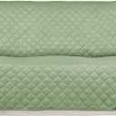 PureFit Reversible Quilted Sofa Cover, Water Resistant Slipcover Furniture Protector, Washable Couch Cover with Non Slip and Elastic Straps for Kids, Dogs, Pets (Sofa, Sage Green/Ivory) (Large)