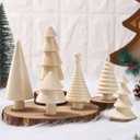 Namalu 6 Pcs Mini Wooden Christmas Trees for Crafts Farmhouse Wood Christmas Trees Small Figurines Vintage Tiny Xmas Table Centerpiece Rustic Unfinished Tabletop for DIY Craft Art Decoration(Boho)