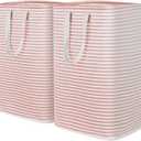 Lifewit 2 Pack Laundry Hamper Large Collapsible Laundry Baskets, Freestanding Waterproof Clothes Hamper with Easy Carry Handles in Laundry Room Bedroom Bathroom College Dorm for Adults, Pink, 2 x 80L