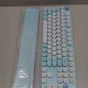 Wireless Keyboard and Mouse Combo, Full-Size Retro Typewriter Keyboard with Round Keycaps, Magnetic Wrist Rest, Tilt Legs, 2.4GHz Cordless for Mac, Windows PC, Laptop, SABLUTE CK23, Robin Egg Blue