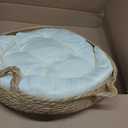 Briwooody 18" Extra Large Wicker Cat Bed with Cushion & Cooling Mat, Natural Woven Cat Basket Straw & Cattail Leaf Handmade Boho Pet House Breathable Summer Kitten Nest for Cats Small Dogs