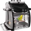 Bird Carrier Bag with Perch, Bird Travel Carrier Backpack with Stainless Steel Plate and Mesh, Portable Transparent Parakeet Travel Cage with Feeder Cups for Small Birds Parakeet Parrot