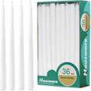 Hausware 36 Pack Taper Candles, 8 Hour Burn Time,Unscented Dripless and Smokeless, 10 inch Elegant Premium Quality Dinner Candle for Home Dcor, Restaurant, Wedding, Party Candlesticks (White)