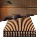 Art3d 4-Pack 48" x 24" Acoustic Wood Panels for Wall, Soundproof Wood Slat Panel for Wall and Ceiling, 3D Fluted Sound Absorbing Paneling for Interior Wall Decor, Living Room, Bedroom - Teak, 4pcs - 48" x 24"