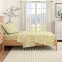 Great Bay Home Flannel Sheet Set Full Size - 100% Turkish Cotton, Double-Brushed, Lodge-Printed Bed Sheets - Ultra-Soft, Cozy, 4-Piece Bedding Set (Winter Forest - Sage/Red)