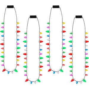 JOYIN Christmas LED Mini Bulb Necklaces, Xmas Necklace with 3 Lighting Modes, Xmas Bulb Necklaces for Xmas Party Supplies