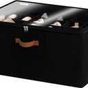 StorageWorks Shoe Organizer for Closet, Fits up to 24 Pairs, Shoe Cubby Storage Containers with Adjustable Dividers and Clear Cover, Black