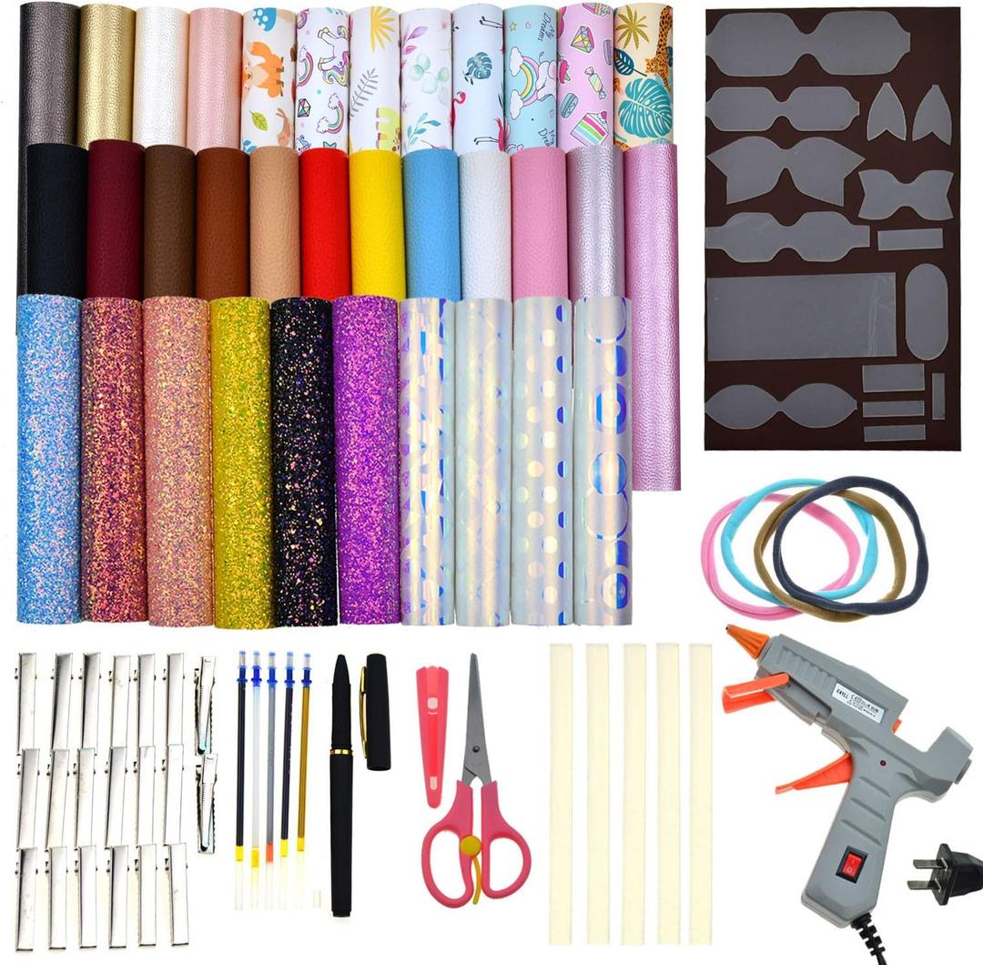 Faux Leather Bow Making Kit, Hair Bow Making Kit,Leather Bow Kit