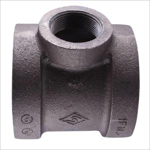 Supply Giant CU534H 3" x 3" x 1-1/2" Cast Iron Threaded Reducing Tee for Industrial Piping or DIY Projects with Black Finish