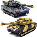 RC Tank That Infrared Shoots - 2.4Ghz Remote Control Battle Army Tank Toys with 360Rotating Turret Auto Demo Sound Effects Lights - Military Vehicles Model Gift for Kids Adults Boys Age 6-8 9-12