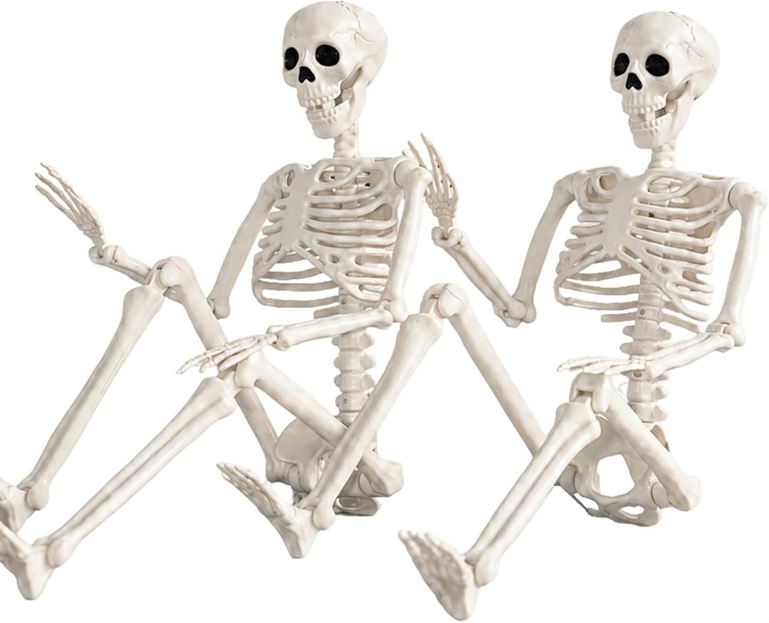 Abakuku 2 Pack 36" Halloween Skeleton Decorations,Human Bones for Halloween Party with Movable Joints,for Haunted Houses, Front Lawn, Graveyard Props, 2pcs-36inch