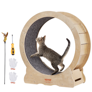 VEVOR Cat Exercise Wheel, Large Treadmill Wheel for Indoor Cats, 29.5 inch Wheel with Detachable Carpet and Cat Teaser for Running/Walking/Training, Suitable for Most Cats
