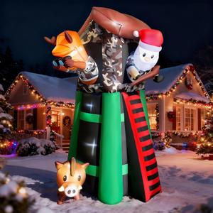 8 FT Christmas Inflatables Outdoor Decorations Hunting Santa Built-in Bright LED Lights Christmas Blow Up Yard Decorations for Outdoor Indoor Garden Lawn