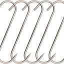 Meat Hooks(8 Inch 5mm), 304 Stainless Steel Heavy Duty Butcher Hook, Meat Hanger Hooks for Smoking,Grilling,Beef, Rib, Barbecue,BBQ (5-Pack MAX Load 150 Pound)